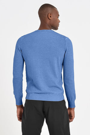 Lightweight Cotton Crew Neck Sweater - Oceano - Sweaters