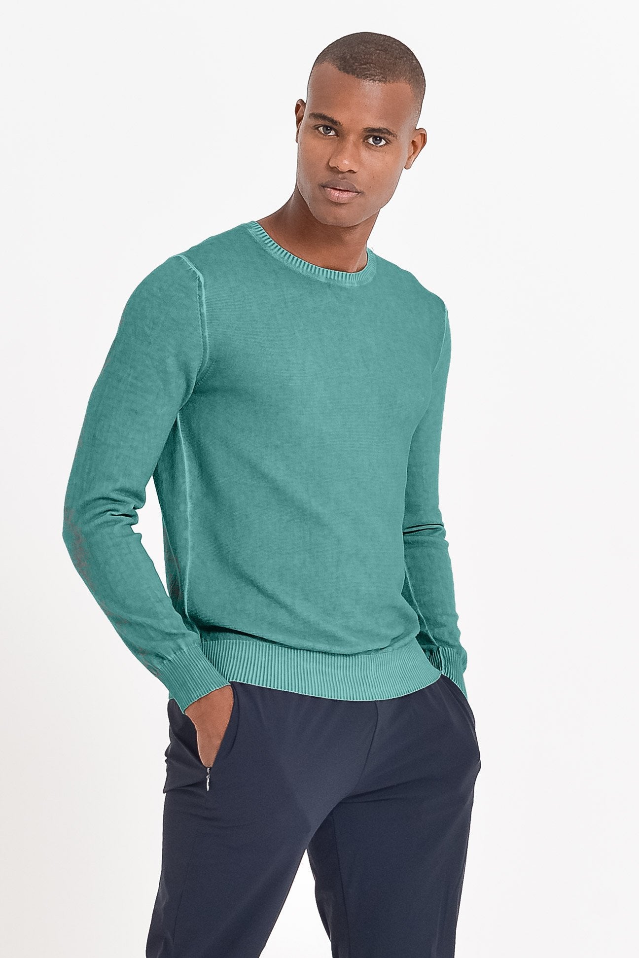 Lightweight Textured Crew Neck Sweater - Bahama - Sweaters
