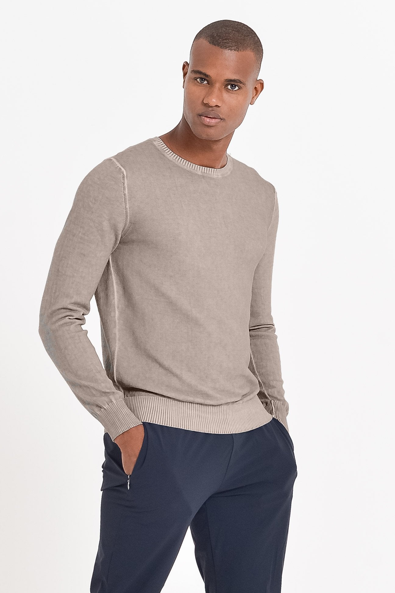 Lightweight Textured Crew Neck Sweater - Corda - Sweaters
