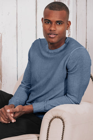 Lightweight Textured Crew Neck Sweater - Jeans - Sweaters