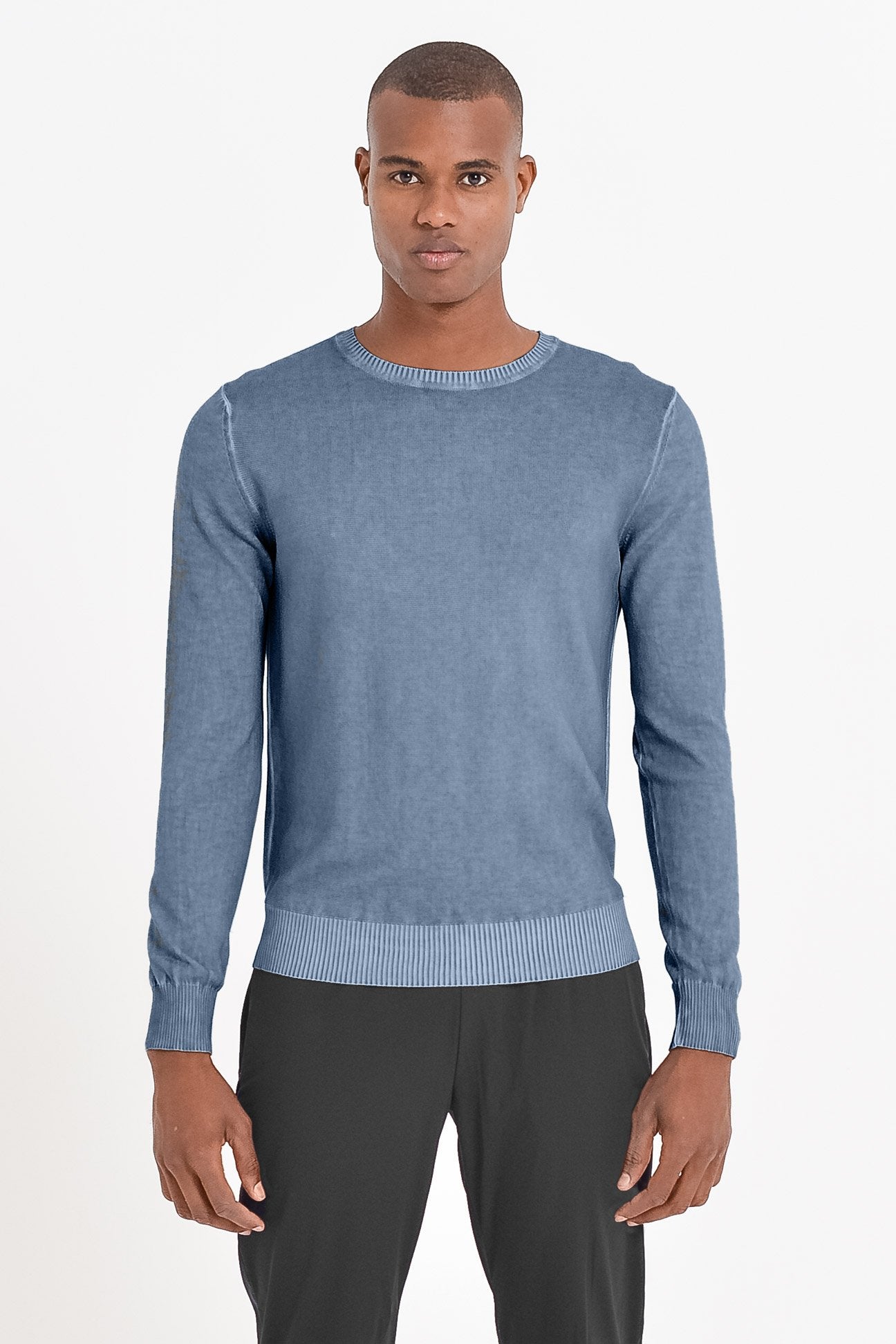 Lightweight Textured Crew Neck Sweater - Jeans - Sweaters