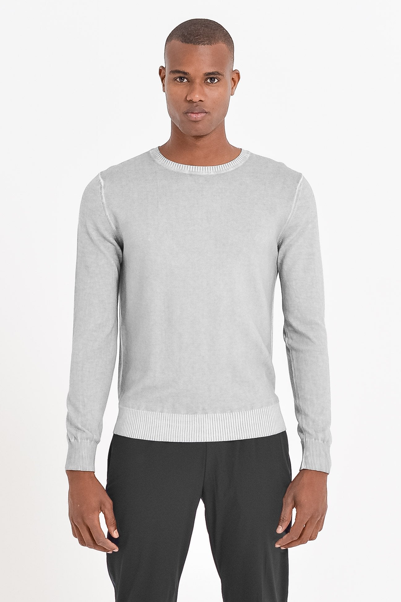 Lightweight Textured Crew Neck Sweater - Marmo - Sweaters