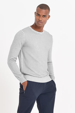 Lightweight Textured Crew Neck Sweater - Marmo - Sweaters