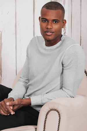Lightweight Textured Crew Neck Sweater - Marmo - Sweaters