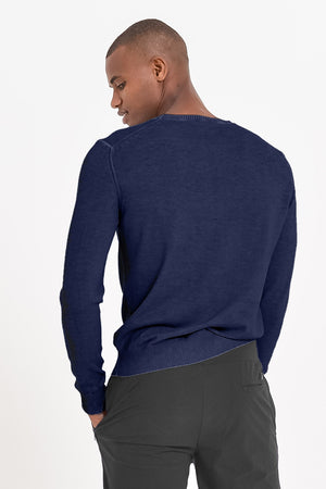 Lightweight Textured Crew Neck Sweater - Navy - Sweaters