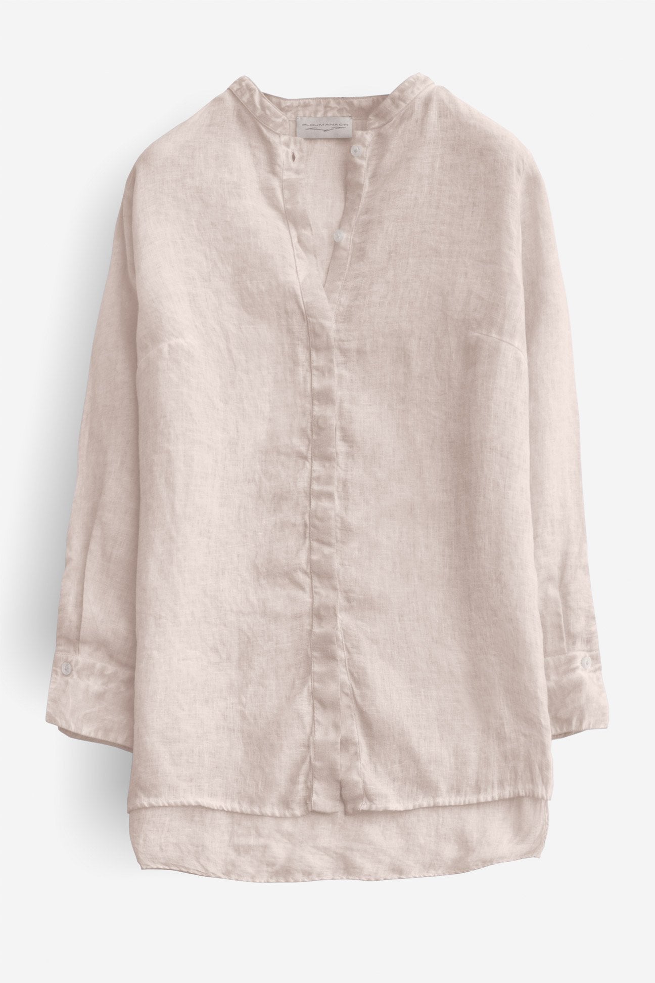 Linen Banded Collar Shirt - Canapa - Shirts