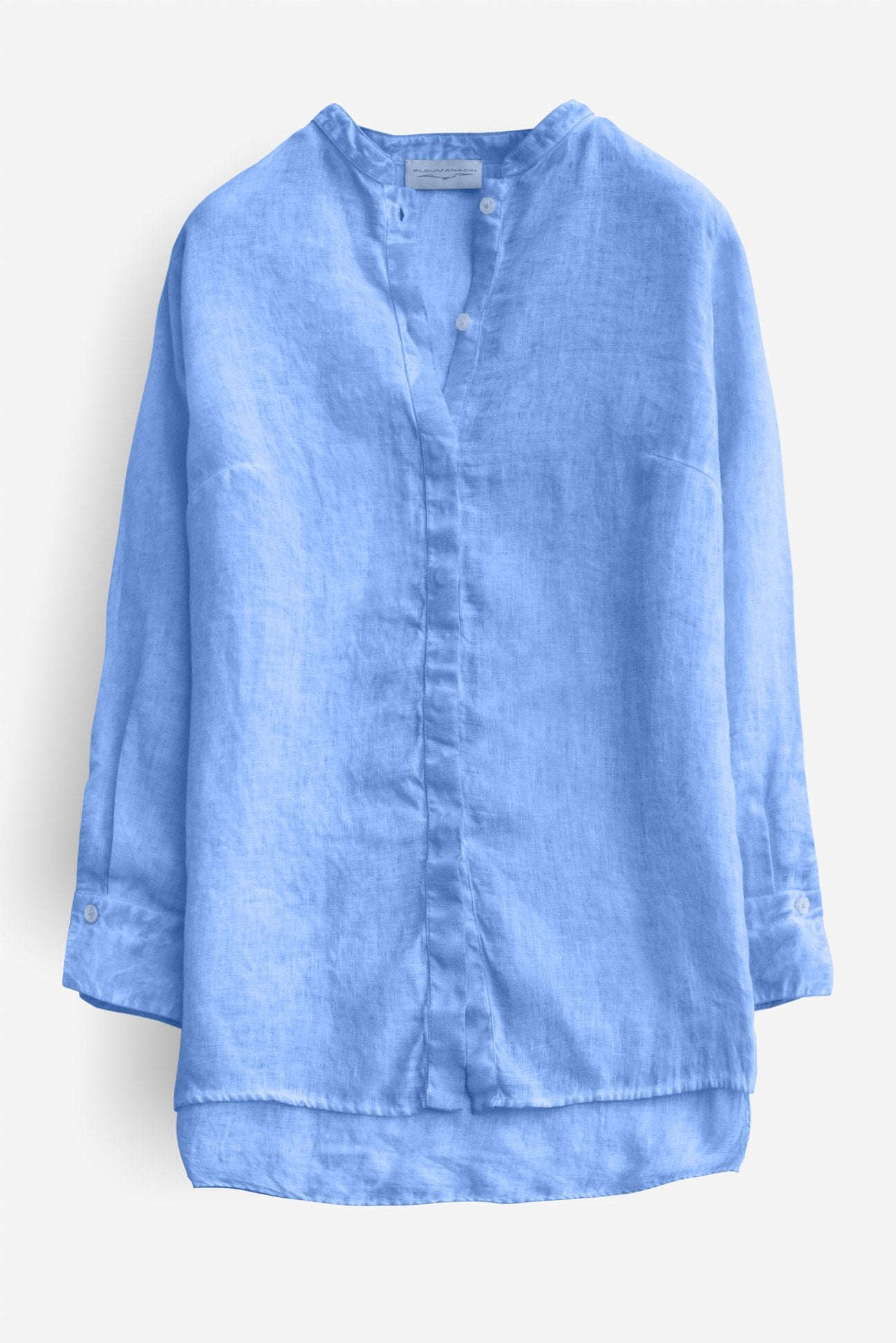 Linen Banded Collar Shirt - Santorini - Shirts