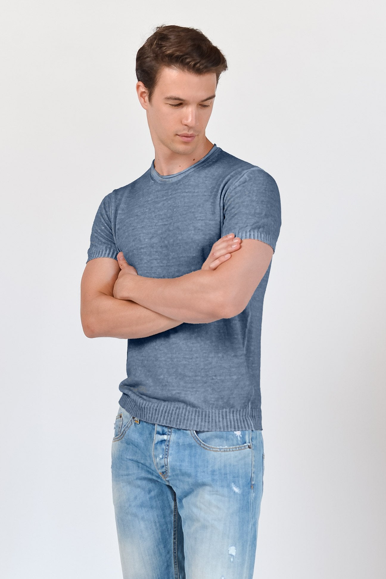 Linen Knit T-Shirt - Jeans