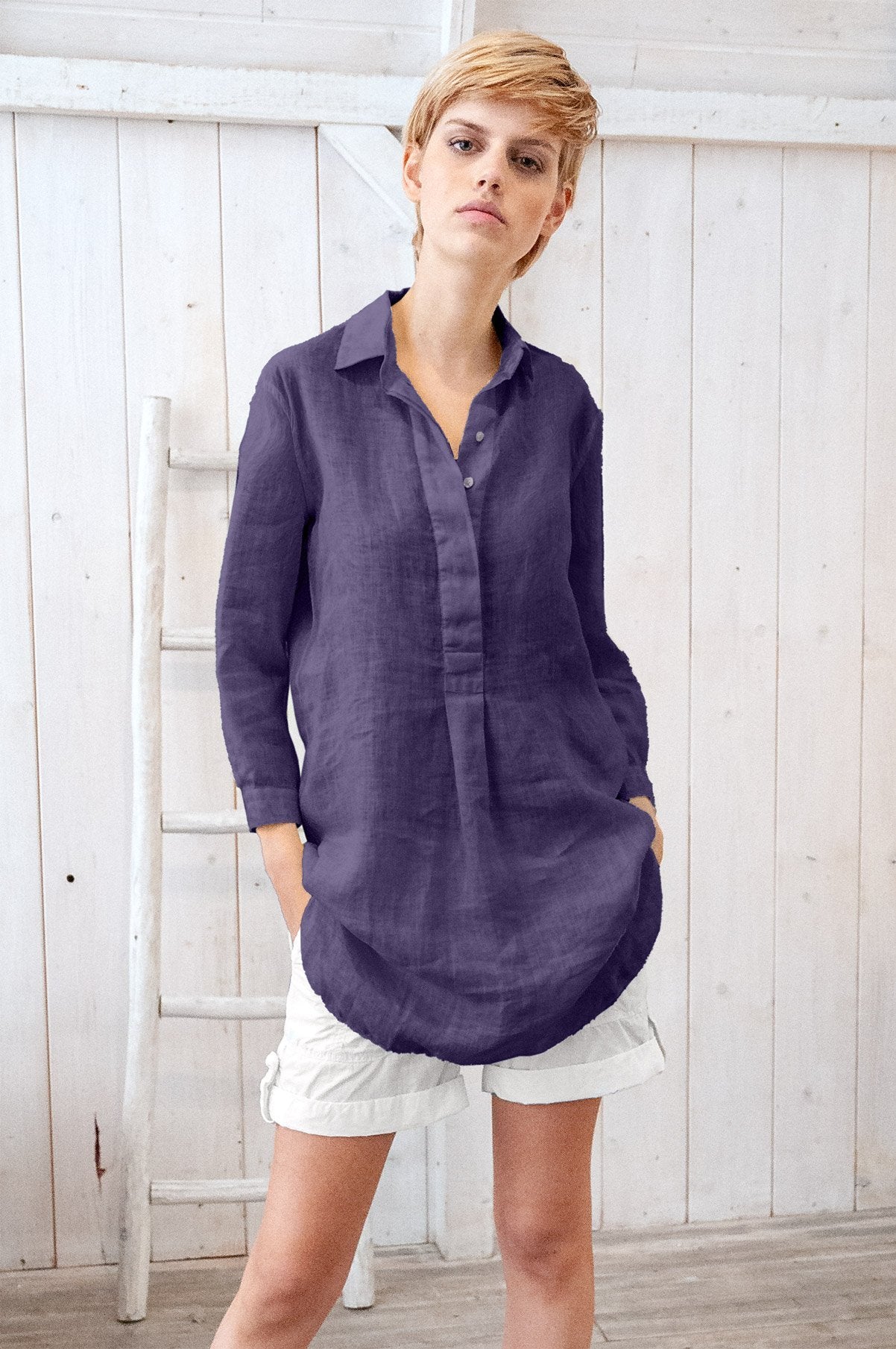 Linen Mini Shirtdress - More - Shirts