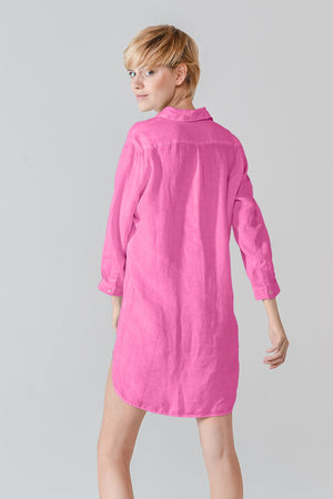 Linen Mini Shirtdress - Azalea - Shirts