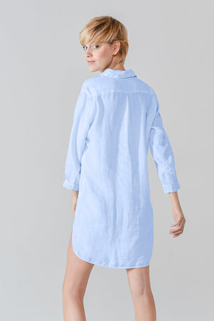 Linen Mini Shirtdress - Cielo - Shirts