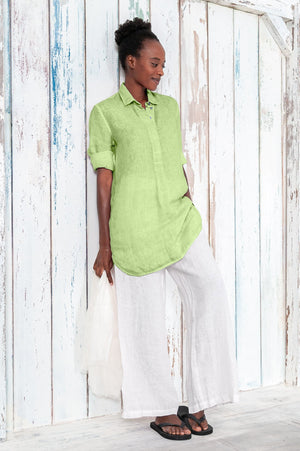 Linen Mini Shirtdress - Kiwi - Shirts