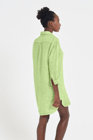 Linen Mini Shirtdress - Kiwi - Shirts