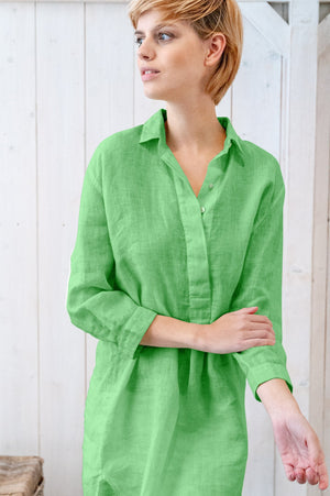 Linen Mini Shirtdress - Martinica