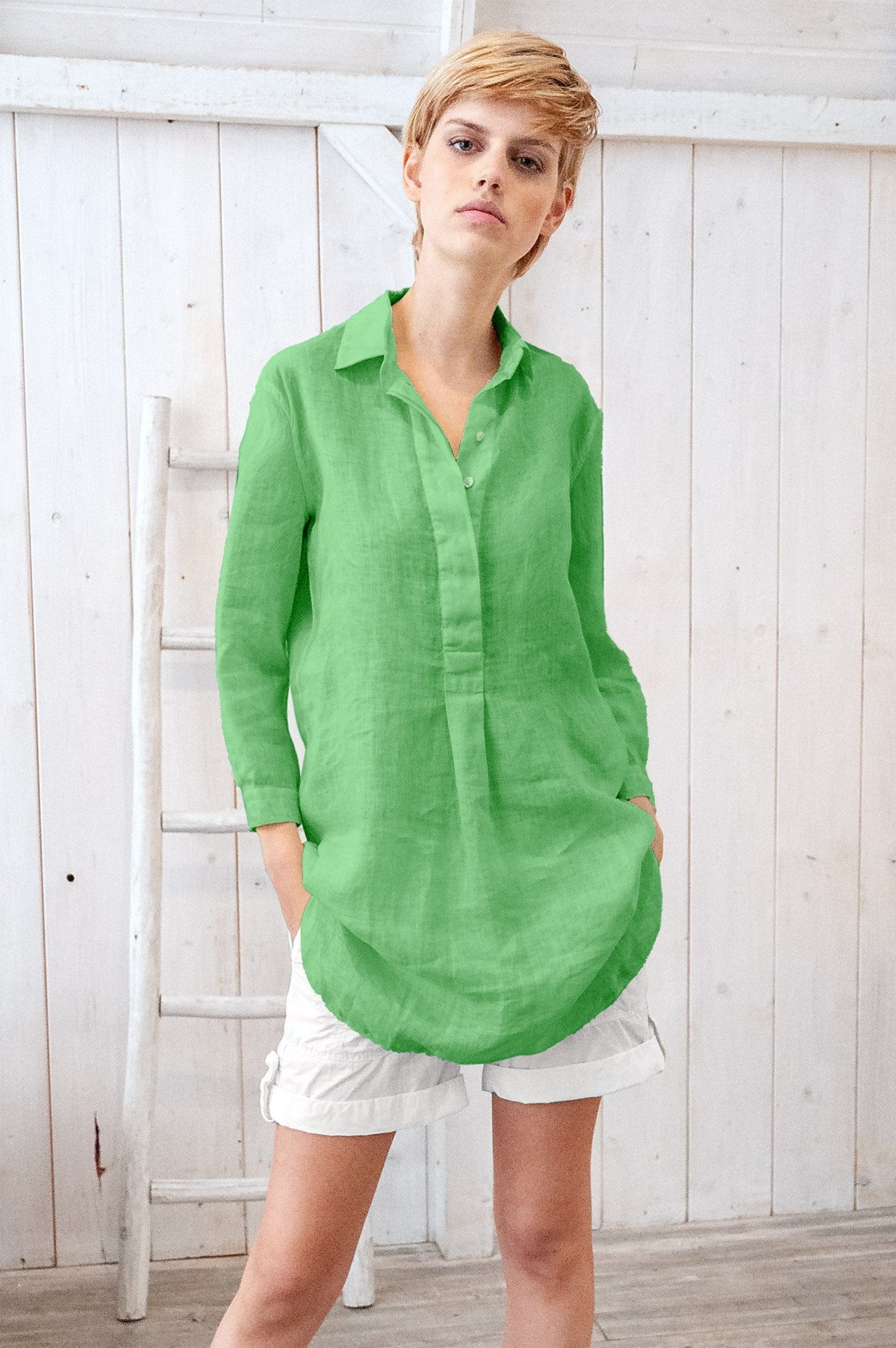 Linen Mini Shirtdress - Martinica