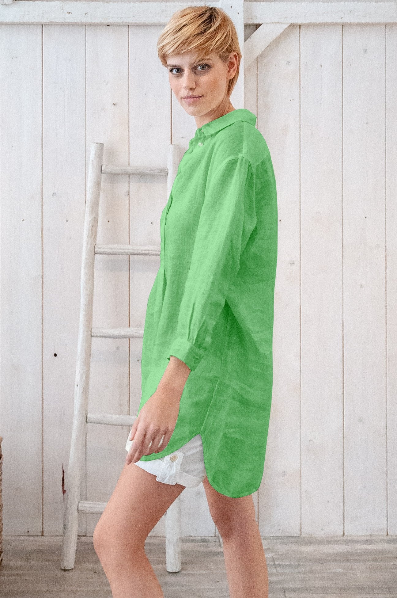Linen Mini Shirtdress - Martinica