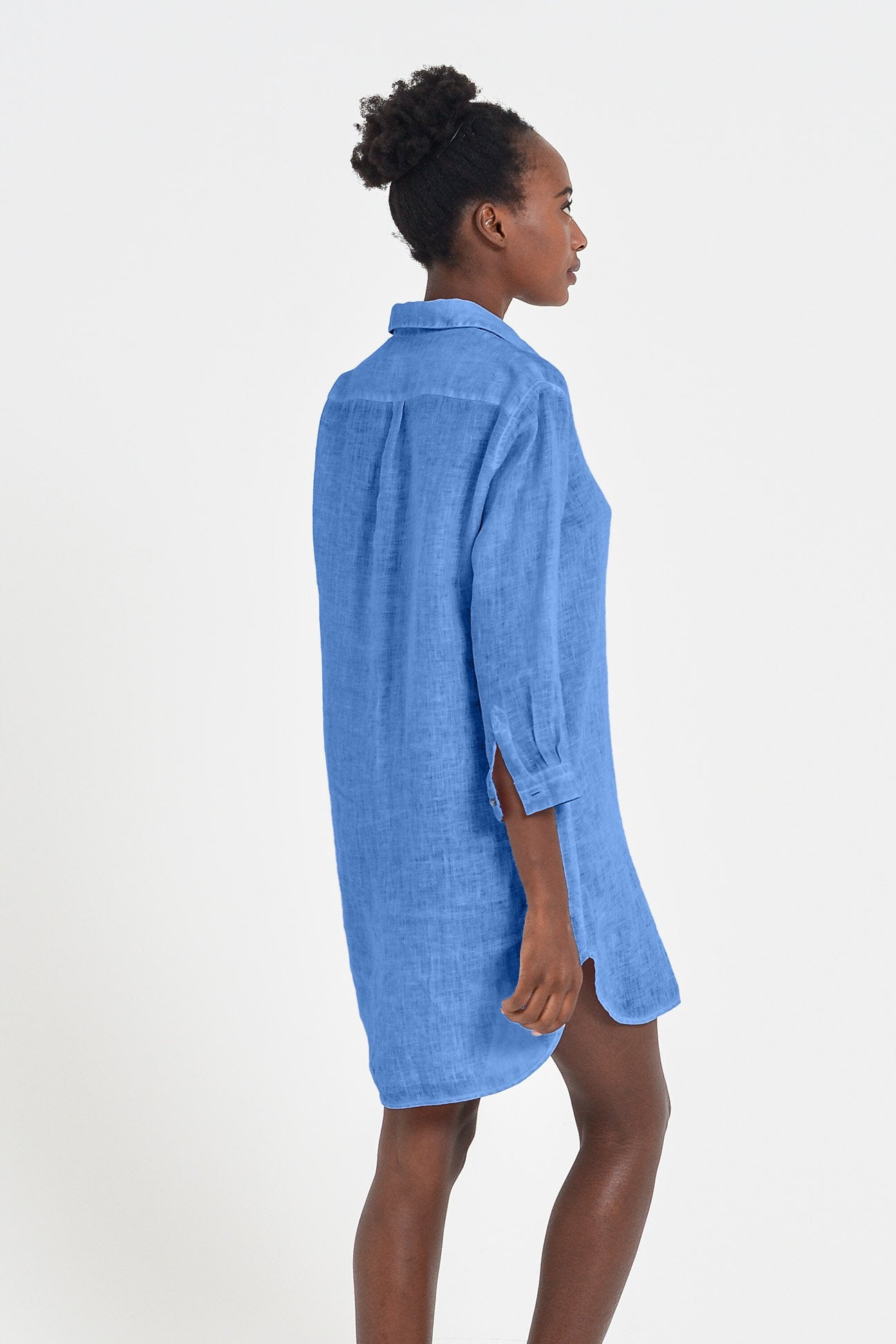 Linen Mini Shirtdress - Oceano - Shirts