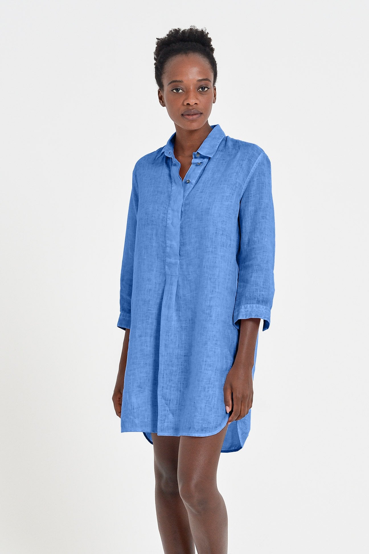 Linen Mini Shirtdress - Oceano - Shirts