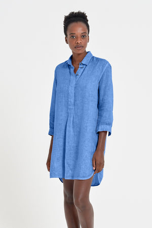 Linen Mini Shirtdress - Oceano - Shirts
