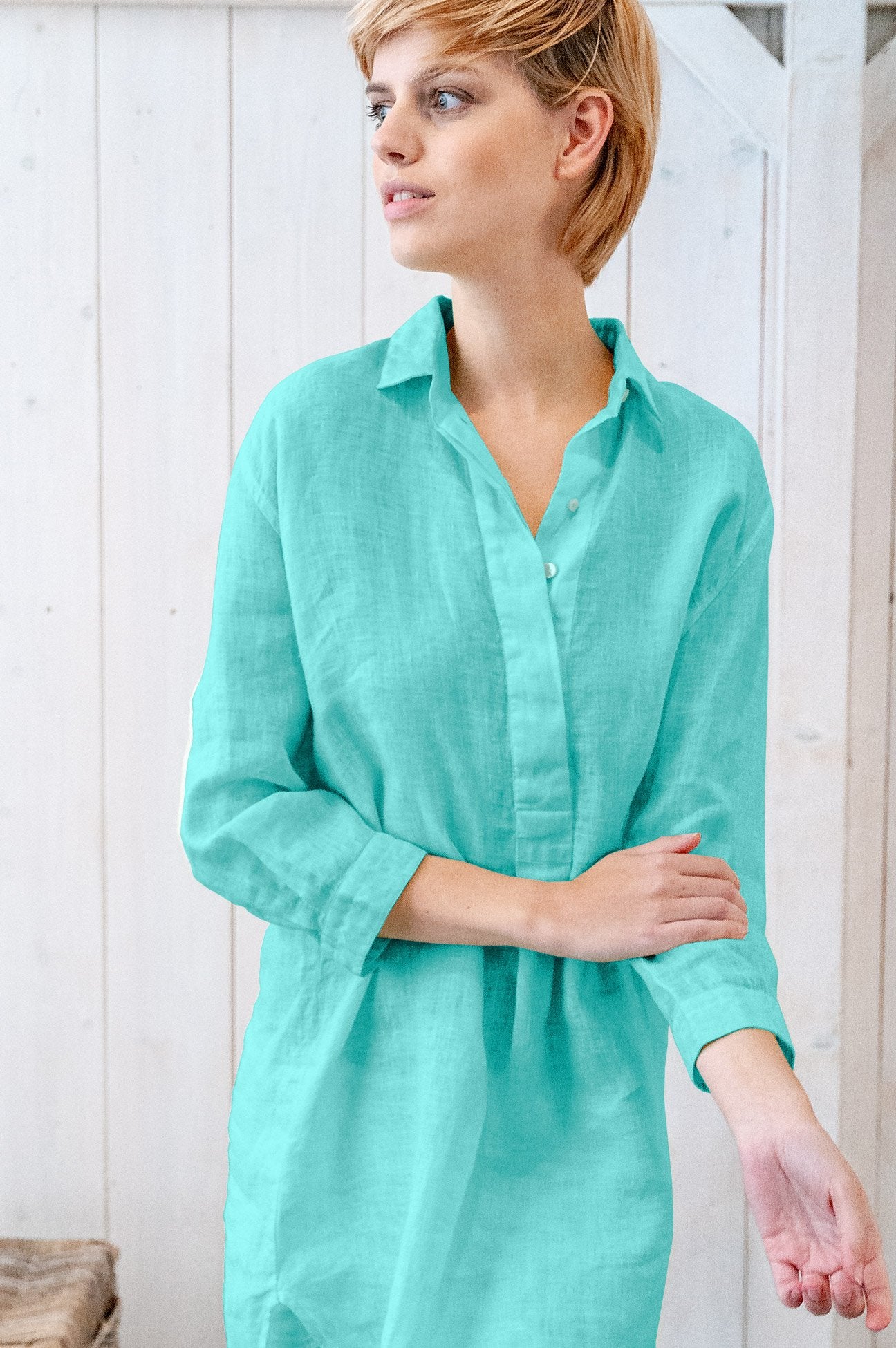 Linen Mini Shirtdress - Paraggi