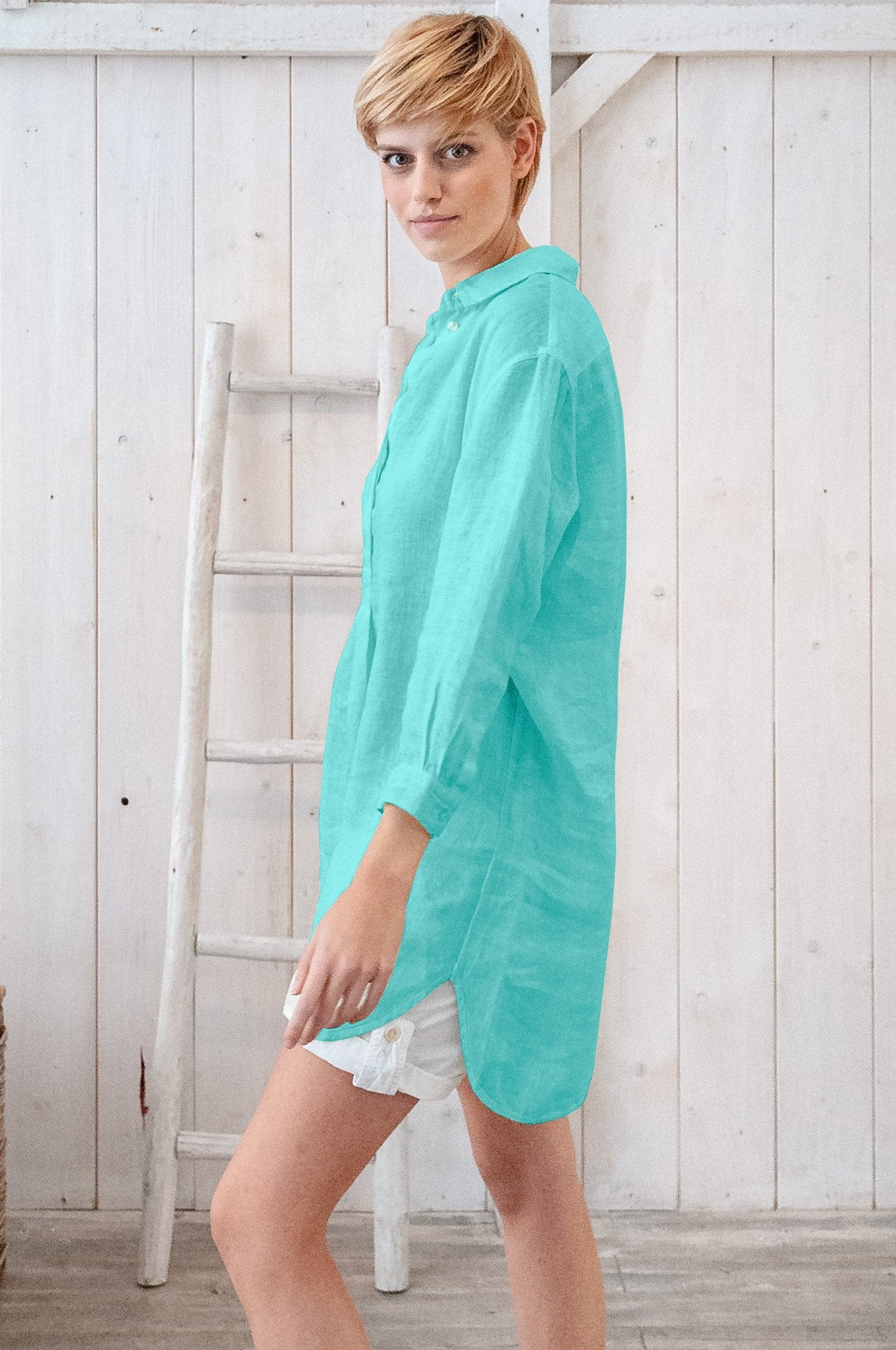 Linen Mini Shirtdress - Paraggi