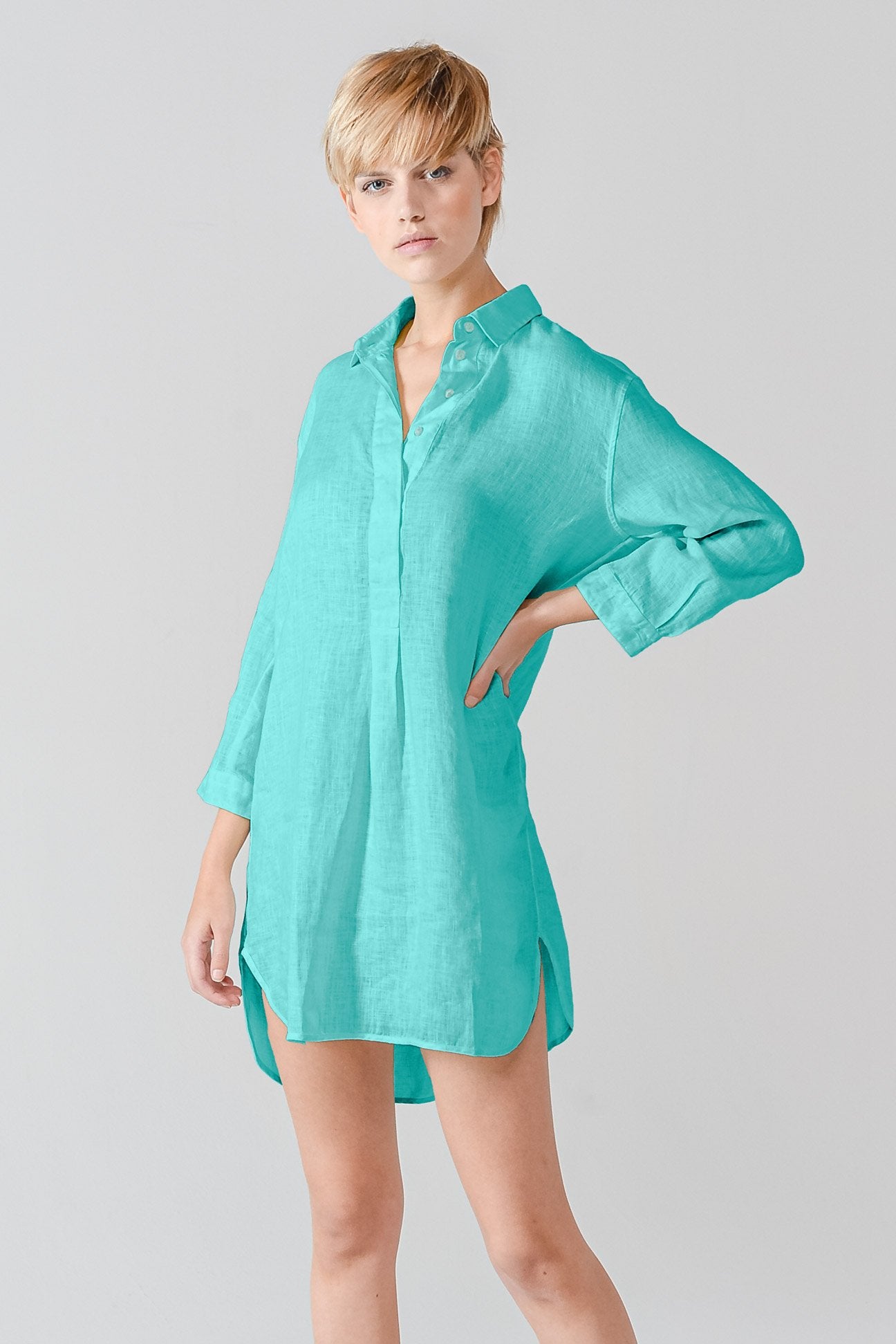 Linen Mini Shirtdress - Paraggi