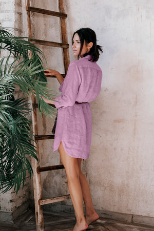 Linen Mini Shirtdress - Peonia - Shirts
