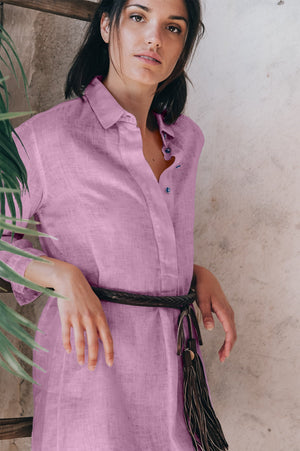 Linen Mini Shirtdress - Peonia - Shirts
