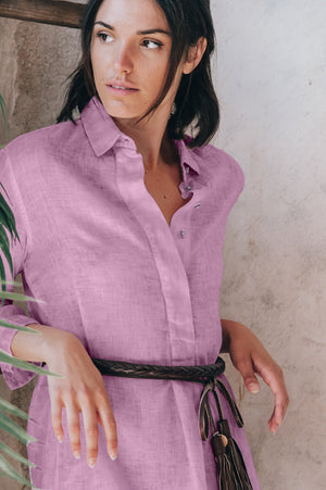 Linen Mini Shirtdress - Peonia - Shirts