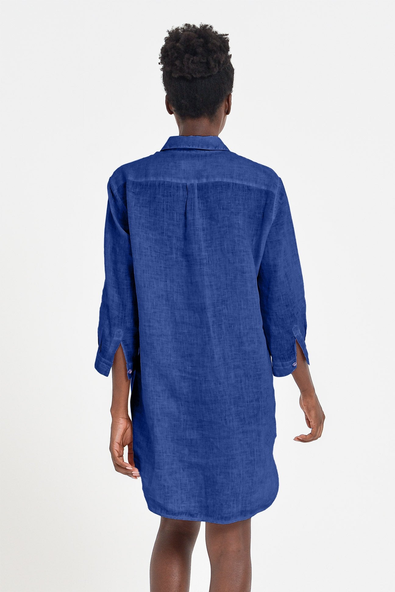 Linen Mini Shirtdress - Royal - Shirts