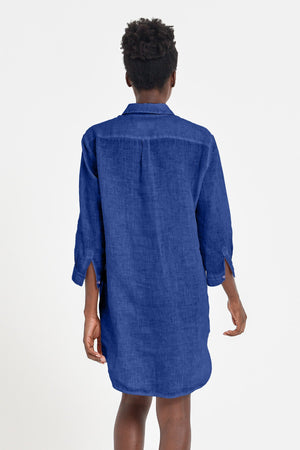Linen Mini Shirtdress - Royal - Shirts