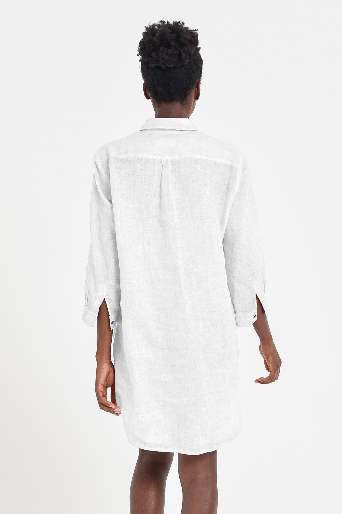 Linen Mini Shirtdress - White - Shirts