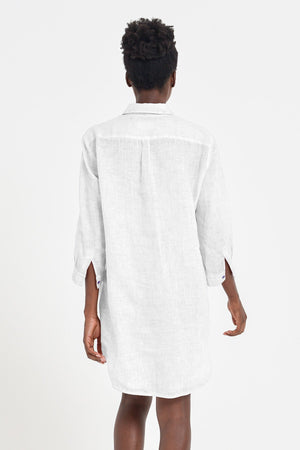 Linen Mini Shirtdress - White - Shirts