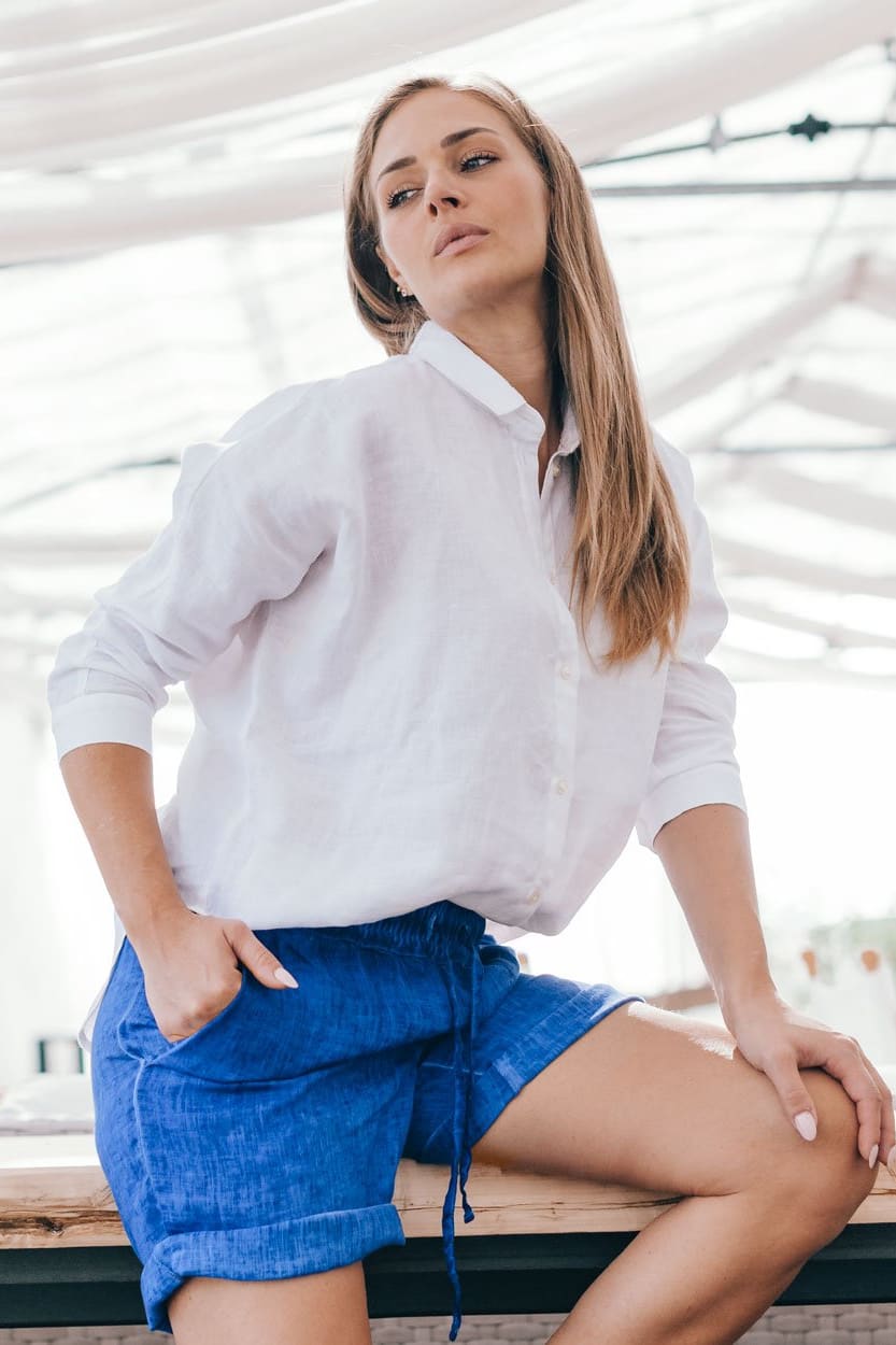 Linen Shorts - Royal