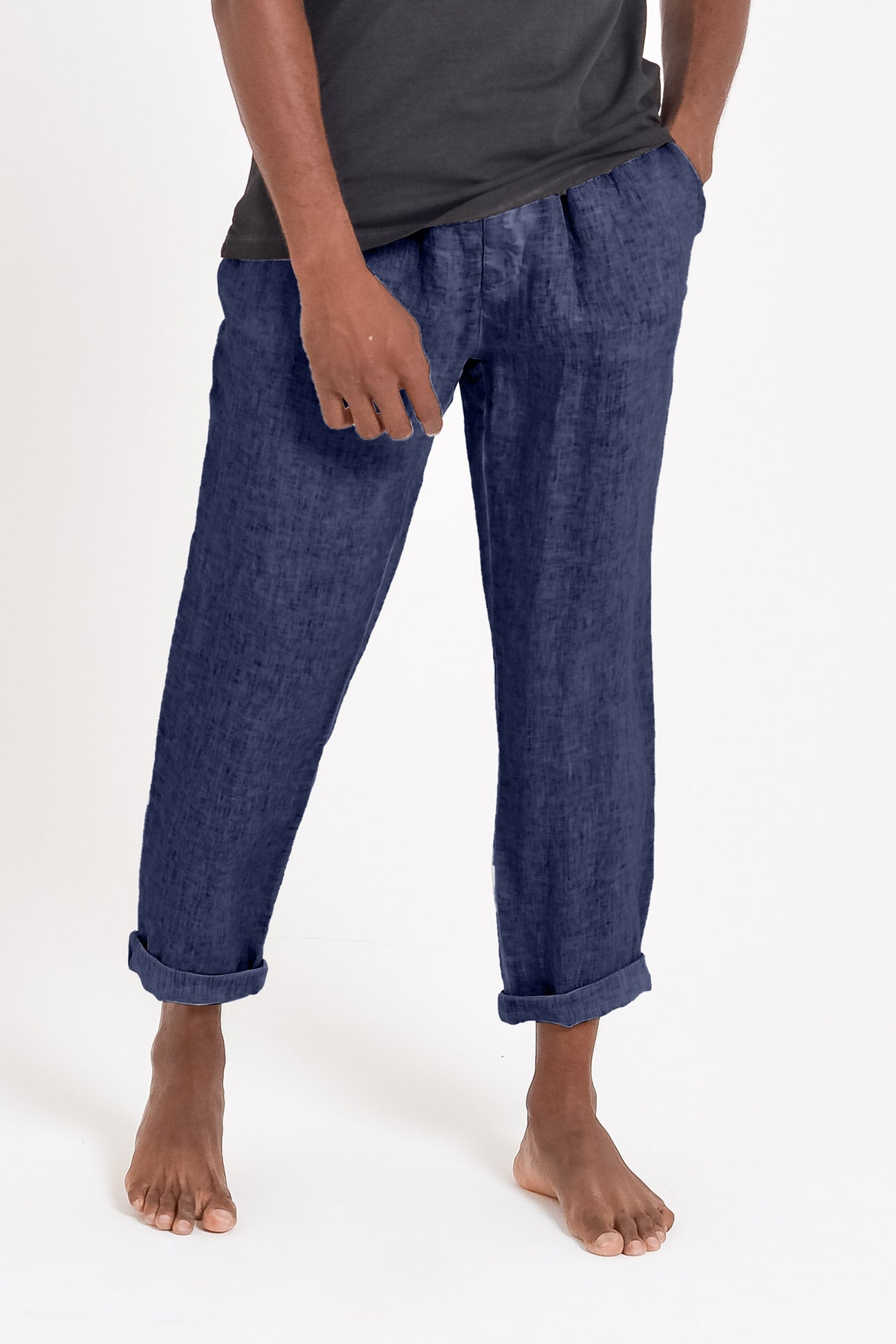 Linen Slacks - Navy - Pants