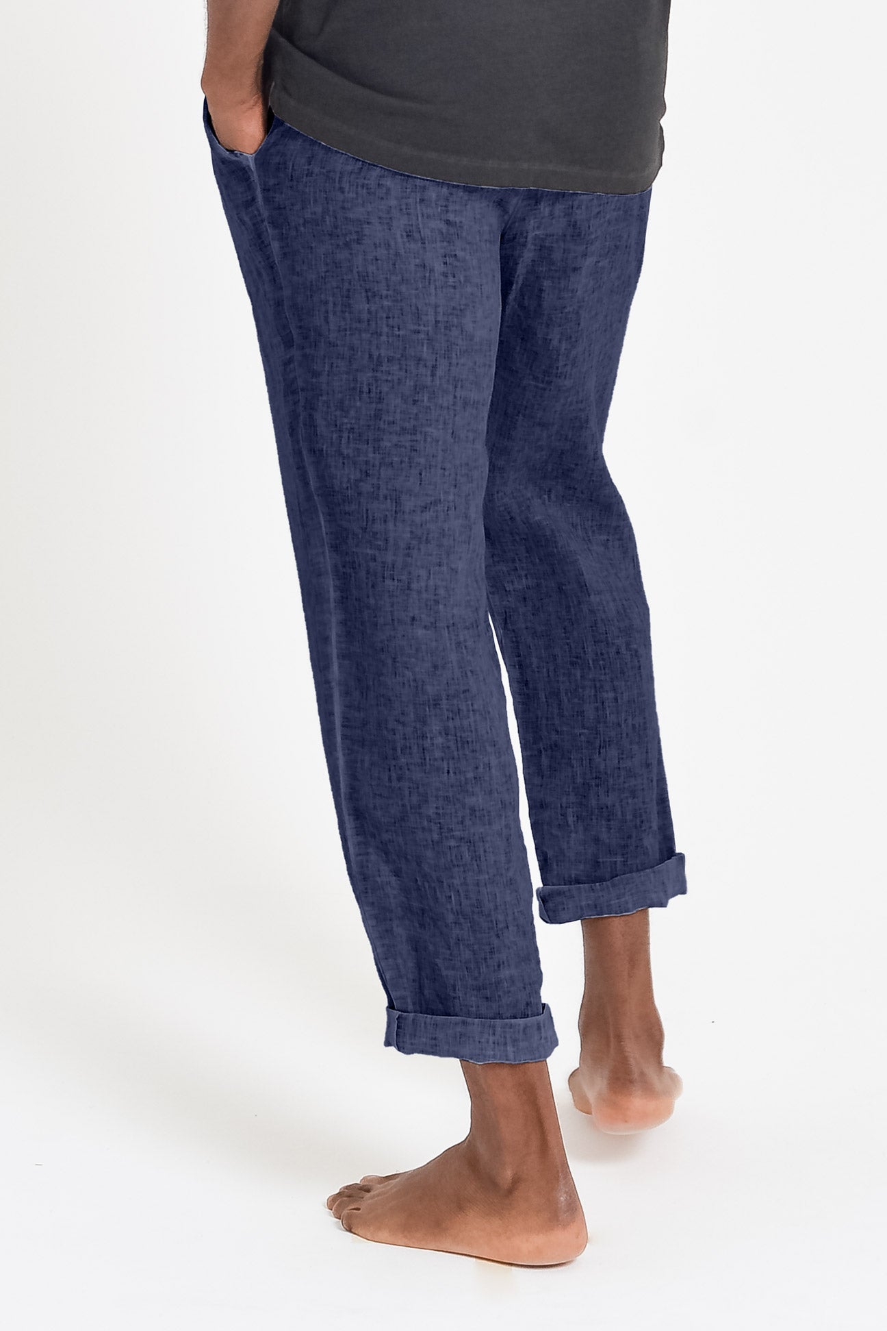 Linen Slacks - Navy - Pants