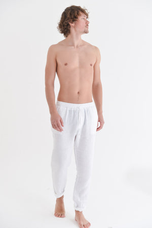 Linen Slacks - White - Pants