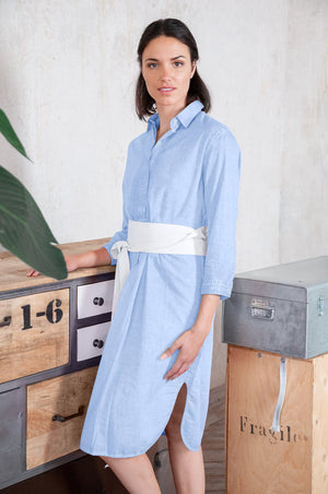 Long Cotton Voile Tunic - Cielo - Shirtdress