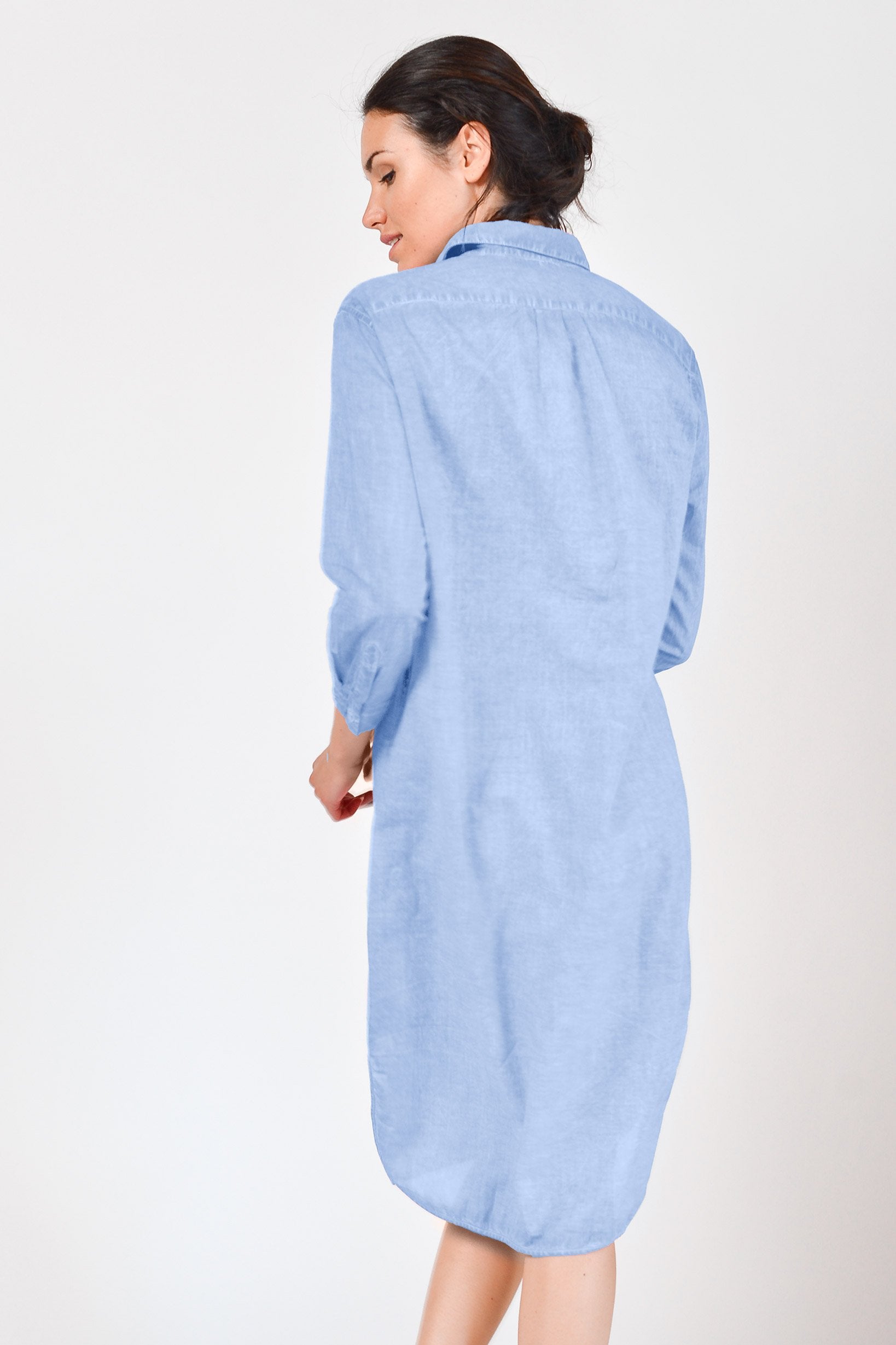 Long Cotton Voile Tunic - Cielo - Shirtdress