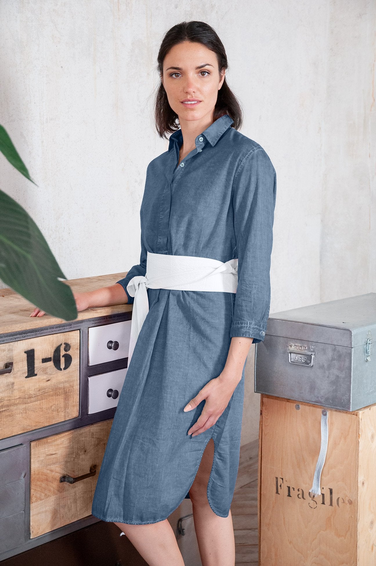 Long Cotton Voile Tunic - Jeans - Shirtdress