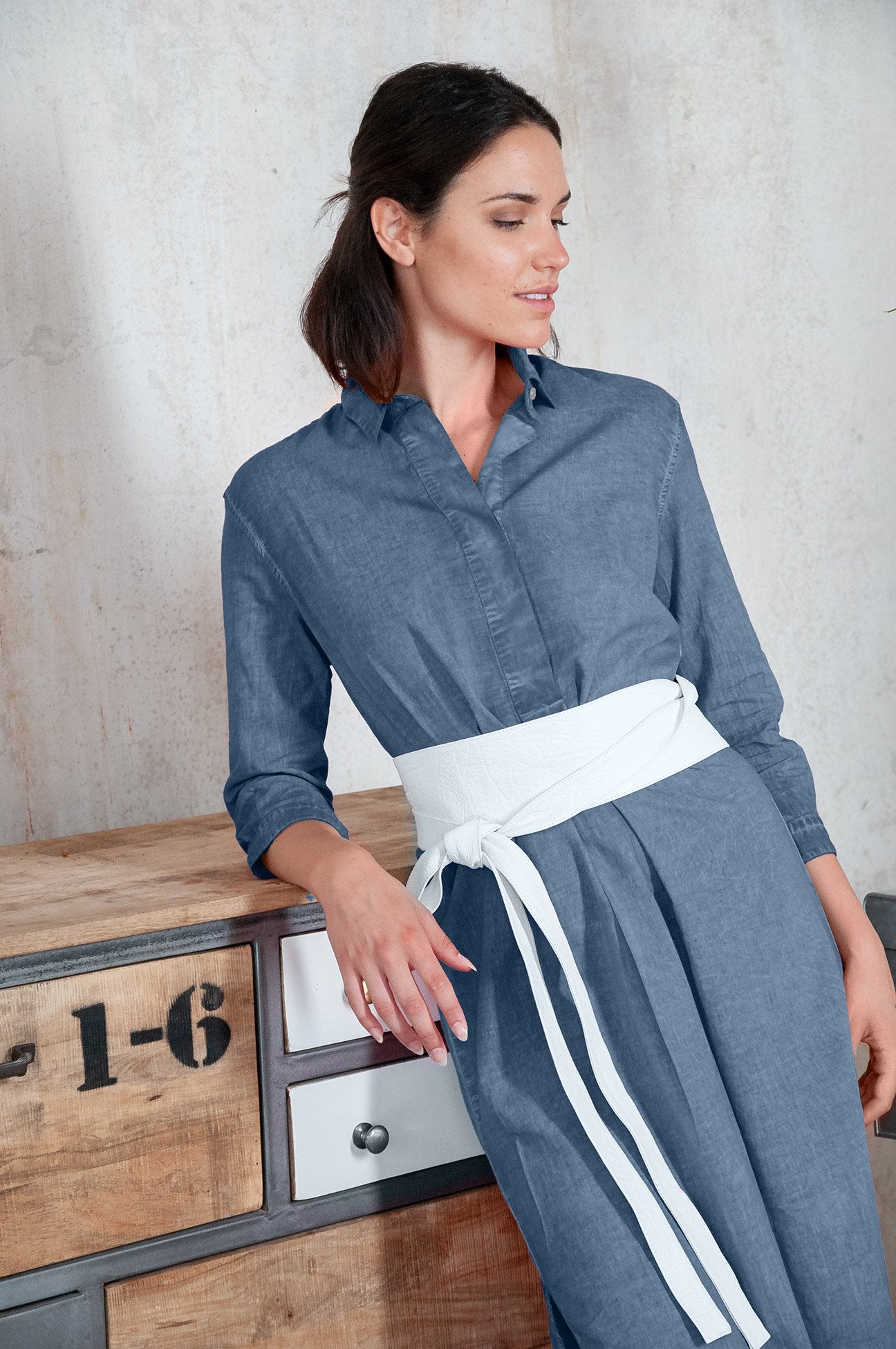 Long Cotton Voile Tunic - Jeans - Shirtdress