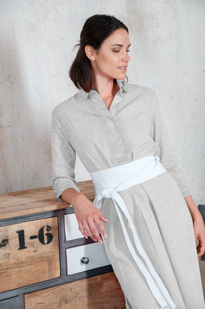 Long Cotton Voile Tunic - Marmo - Shirtdress