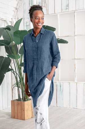 Long Linen Tunic - Jeans - Shirtdress