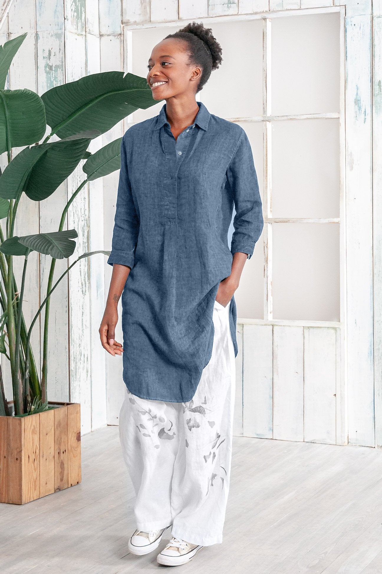Long Linen Tunic - Jeans - Shirtdress