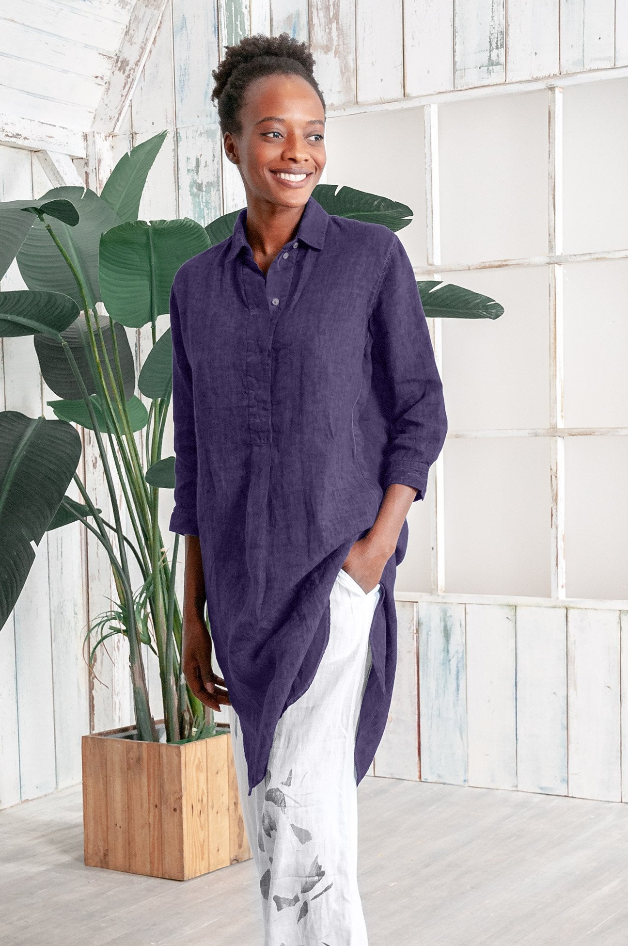 Long Linen Tunic - Mirto - Shirtdress