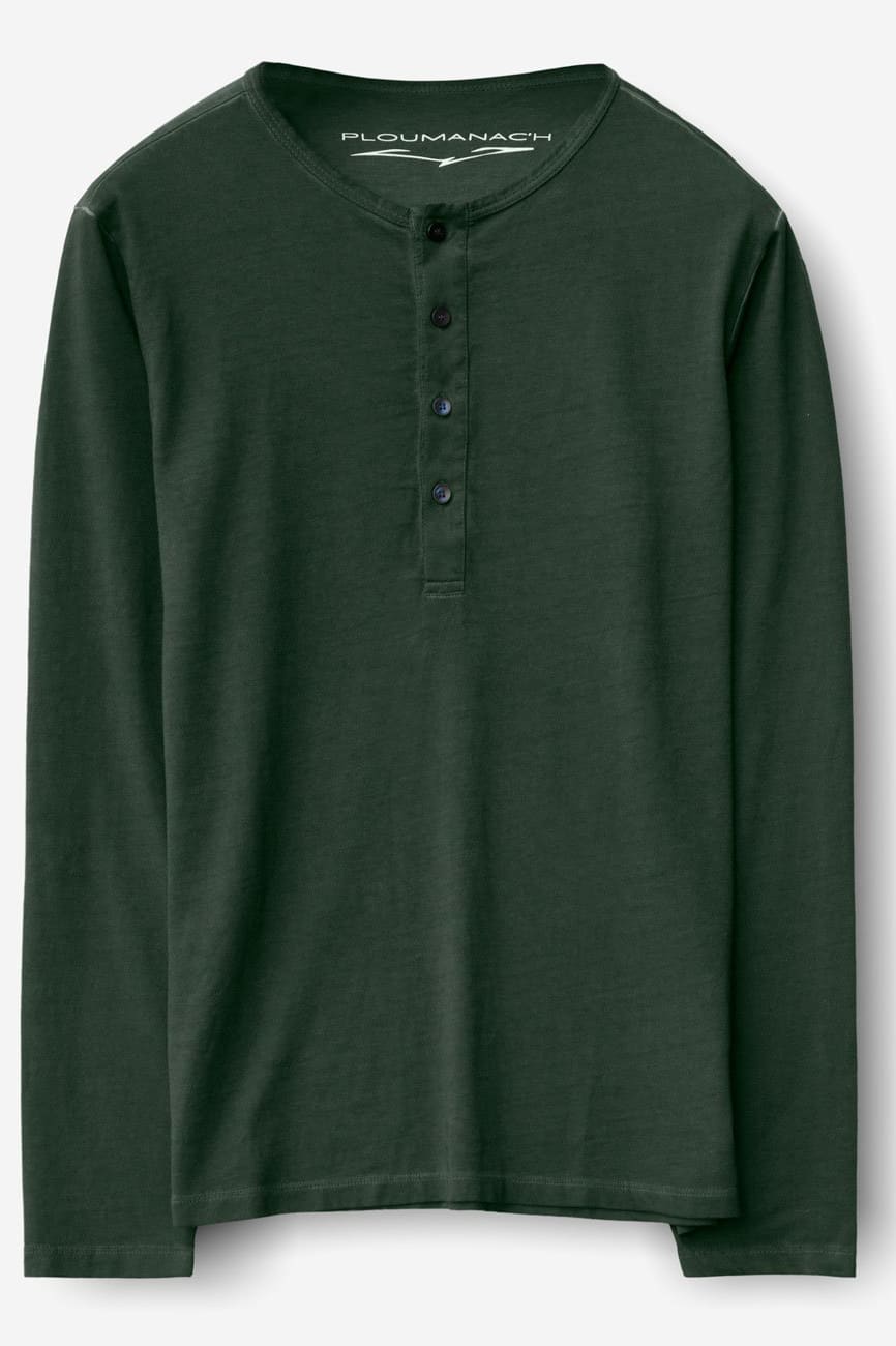 Long Sleeve Henley - Algae - T-Shirt