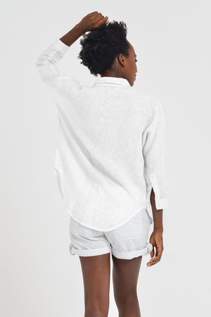 Loose Fit Linen Blouse - Bianco - Shirts