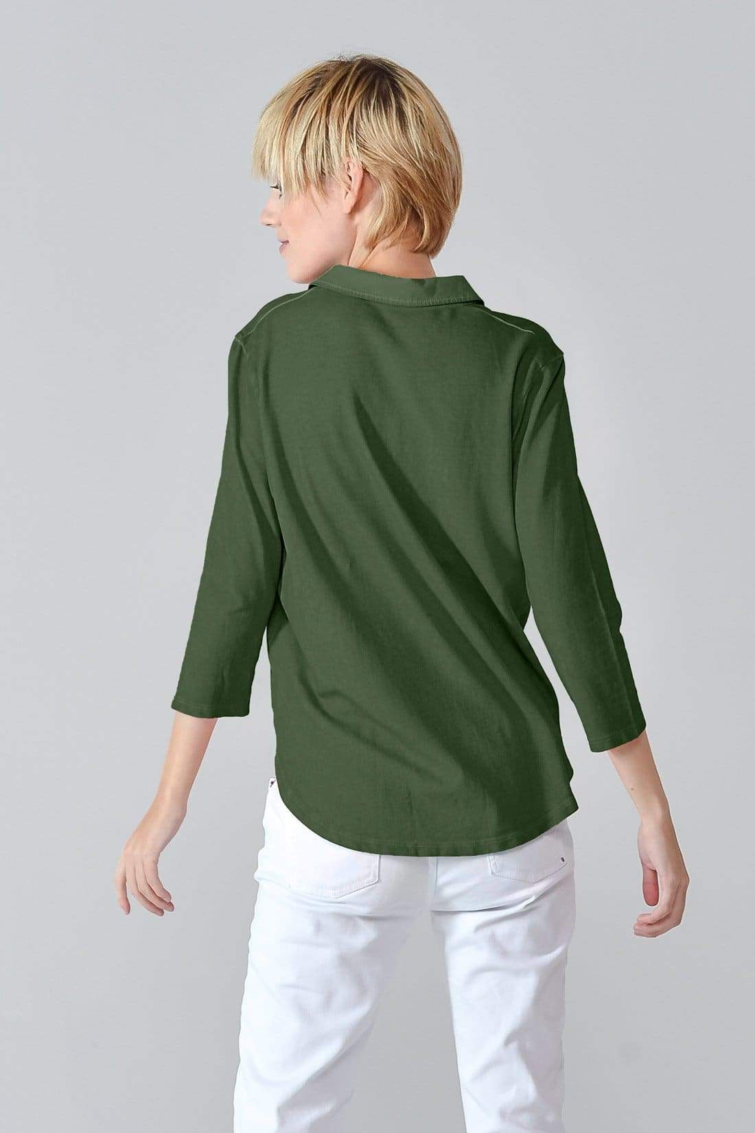 Ladies Long Sleeve Juniper Green Polo Shirt | Ploumanac'h