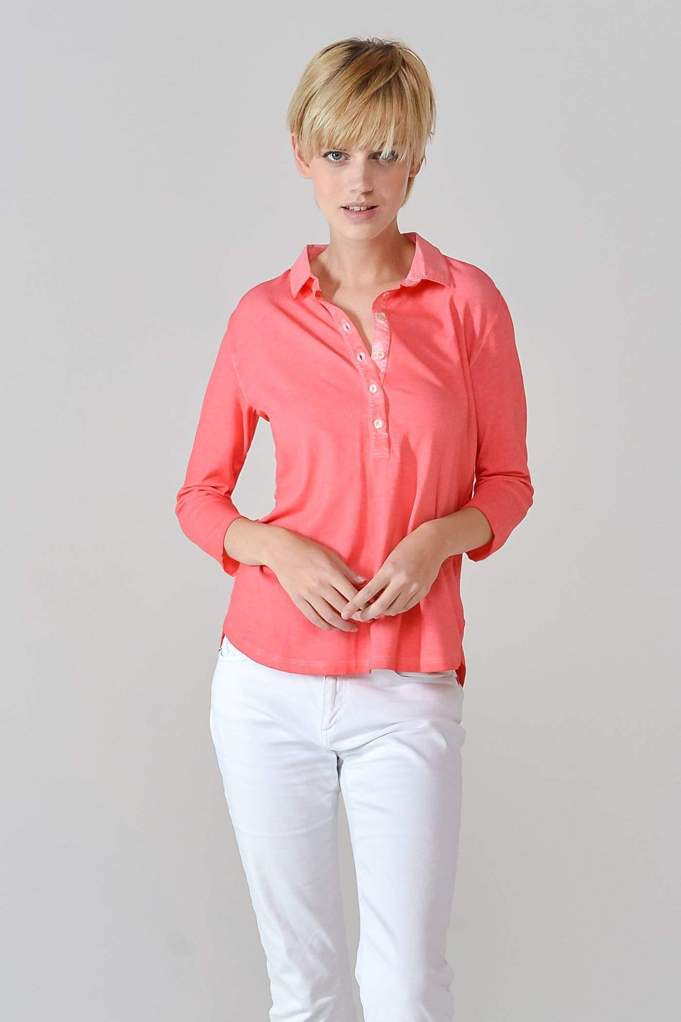 Loose Fit Polo Shirt - Hibiscus - Polos