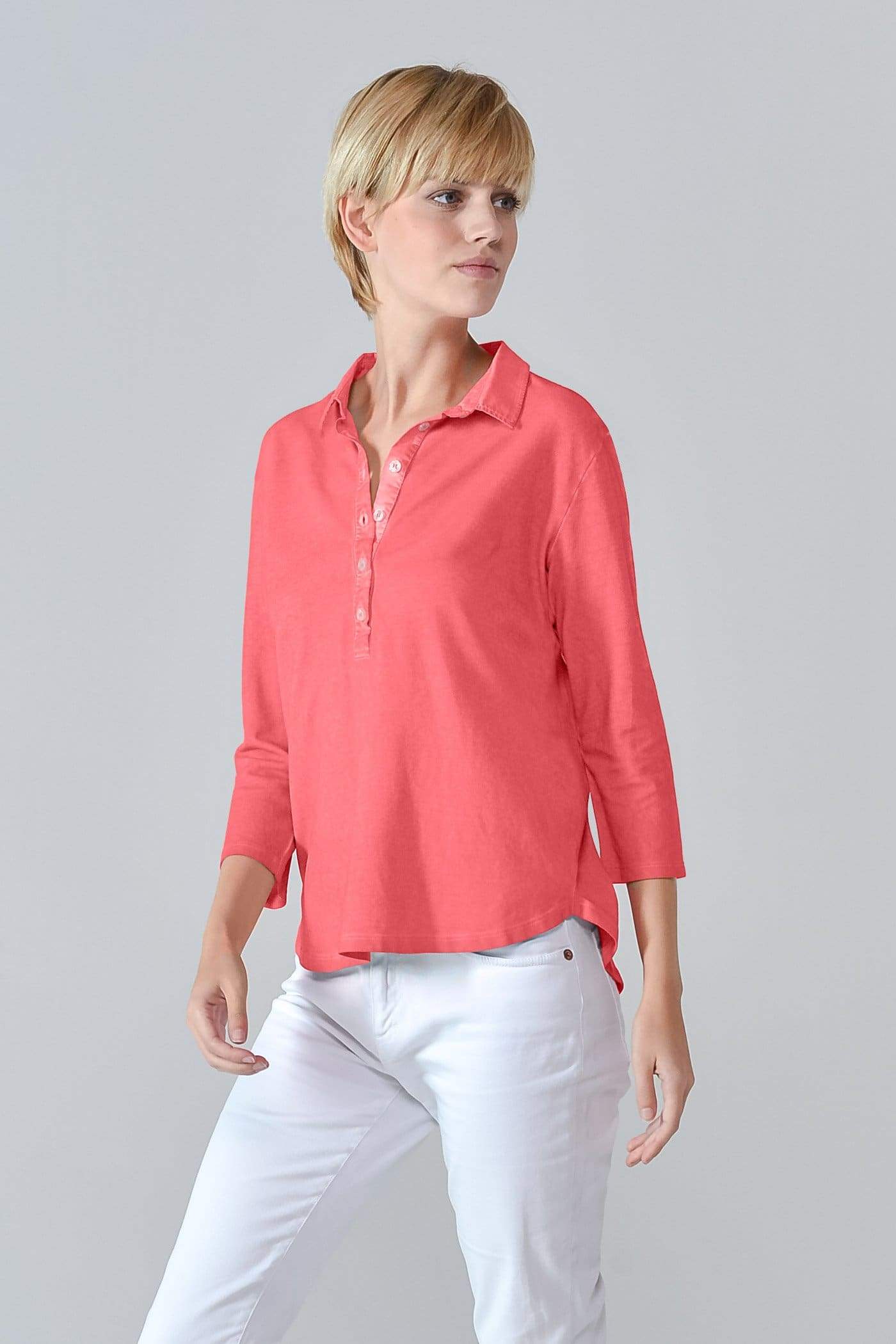 Loose Fit Polo Shirt - Hibiscus - Polos